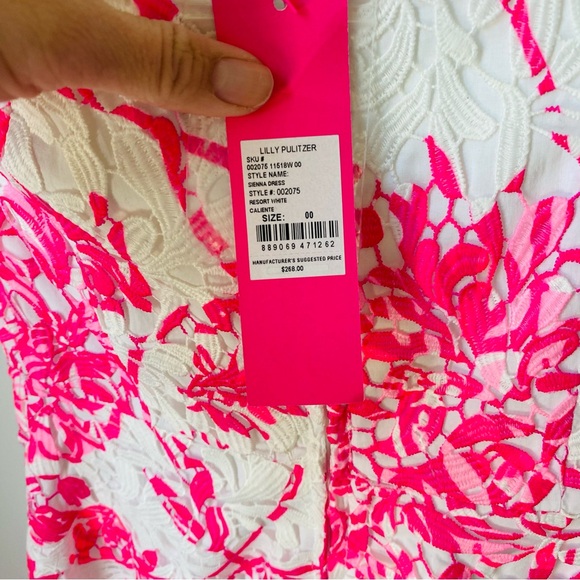 Lilly Pulitzer size 00 strapless sierra dress pink white lace new with tag - Picture 5 of 6